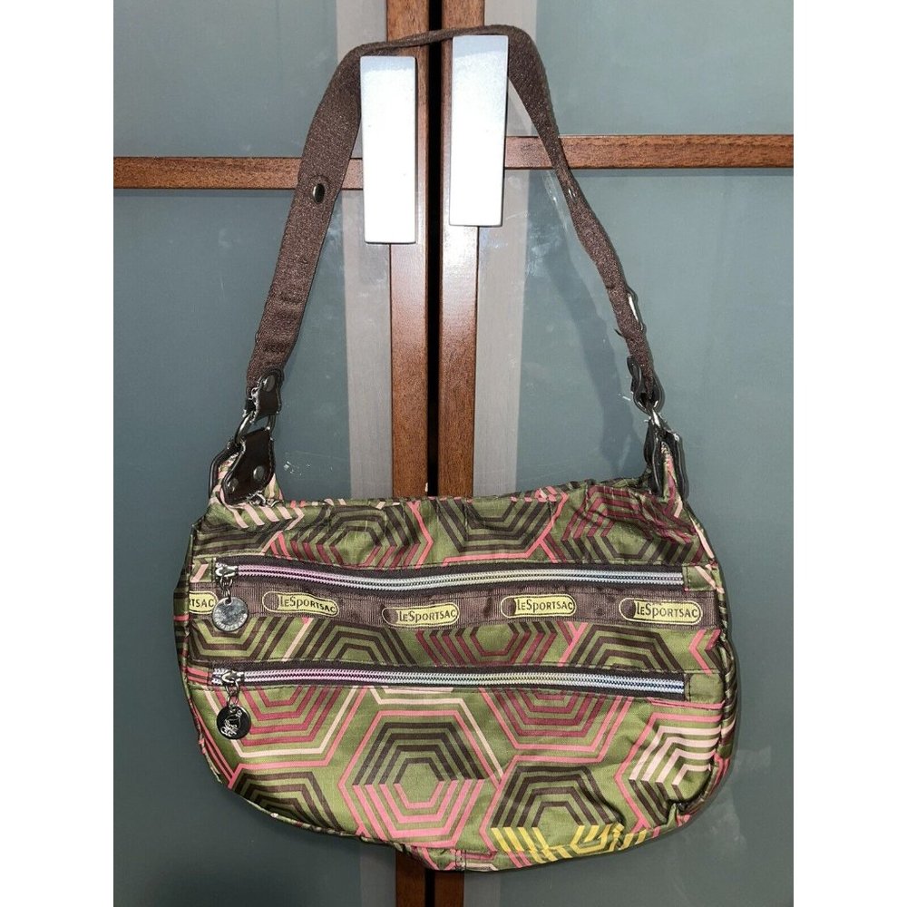 LeSportSac 2006 Honeycomb Hexagon Retired Print Shoulder Handbag Hobo Purse